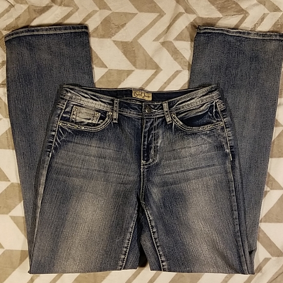 Earl Jean Rhinestone Stitched Cross Faded Size 8 - Picture 1 of 7